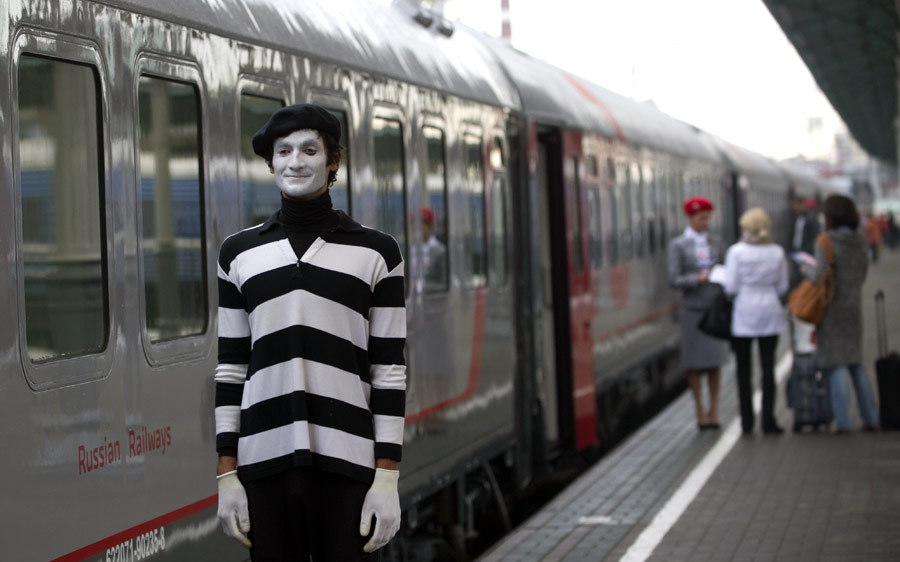 Поезд Москва - Ницца на Белорусском вокзале. © Александр Вильф/РИА Новости