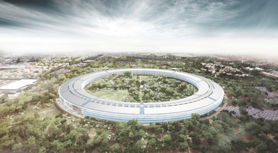 Futuristic: This incredible new image shows what Apple's new HQ in Cupertino, California, will look like when completed in 2015