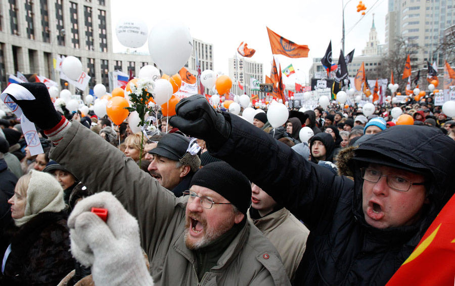 Митинг «За честные выборы» на проспекте Сахарова в Москве 24 декабря 2011 года. © Sergei Karpukhin/Reuters