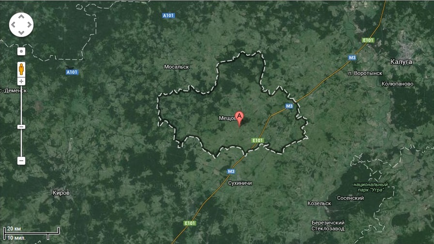 Мещовский район Калужской области © Google maps