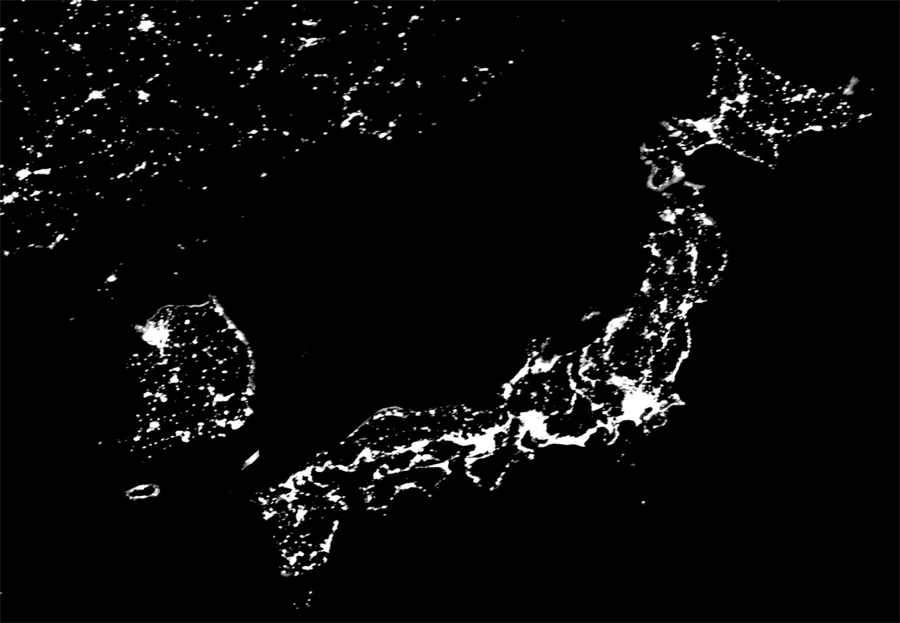 Ночное освещение на территориях Японии, Южной и Северной Корей, Китая и России. © NASA, NOAA/Reuters