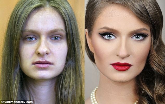 Using just make-up, Vadim transforms plain women into Hollywood stars with perfect skin and features