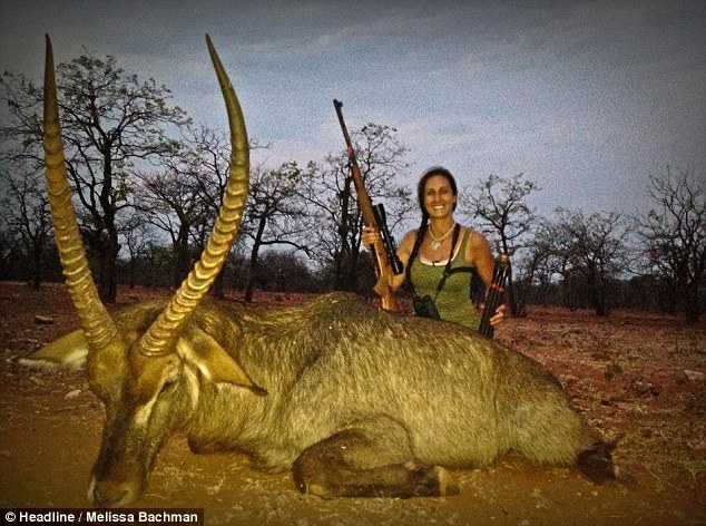 Deadly passion: The 'Trophy Room' section of Bachman's website has 65 photographs of her posing with different dead animals
