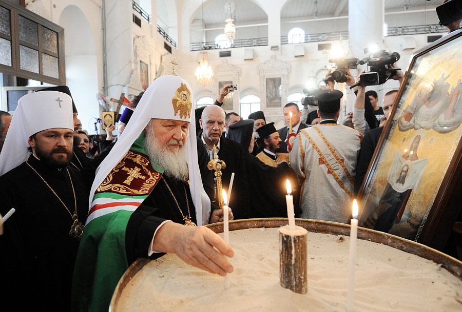 Патриарх Кирилл в Успенском кафедральном соборе Дамаска. © Кирилл Новотарский/РИА Новости