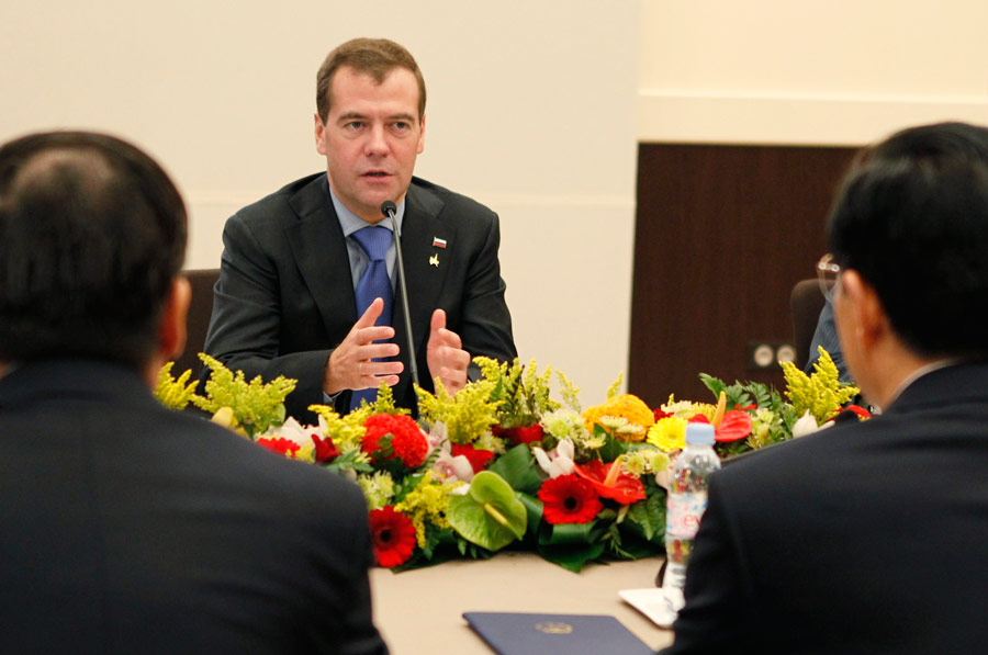 Дмитрий Медведев во время переговоров на саммите «Большой двадцатки». © Дмитрий Астахов/ИТАР-ТАСС
