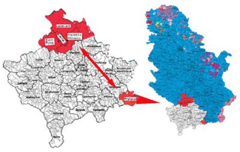 Схема сербских общин на севере Косово. Сайт Srbin.info