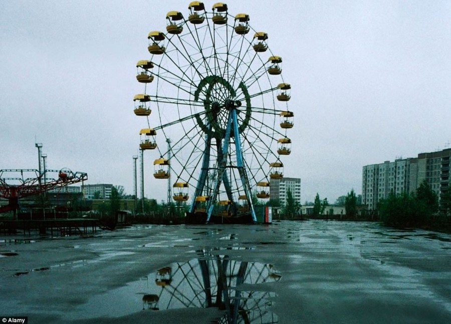 A sorry-looking amusement park has been unused for decades after the town of Pripyat, built for Chernobyl workers and their families, was evacuated after the 1986 explosion