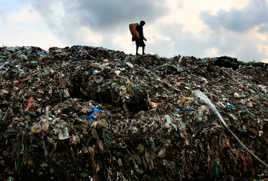 Cборщик мусора на свалке в Коломбо. © David Gray/Reuters
