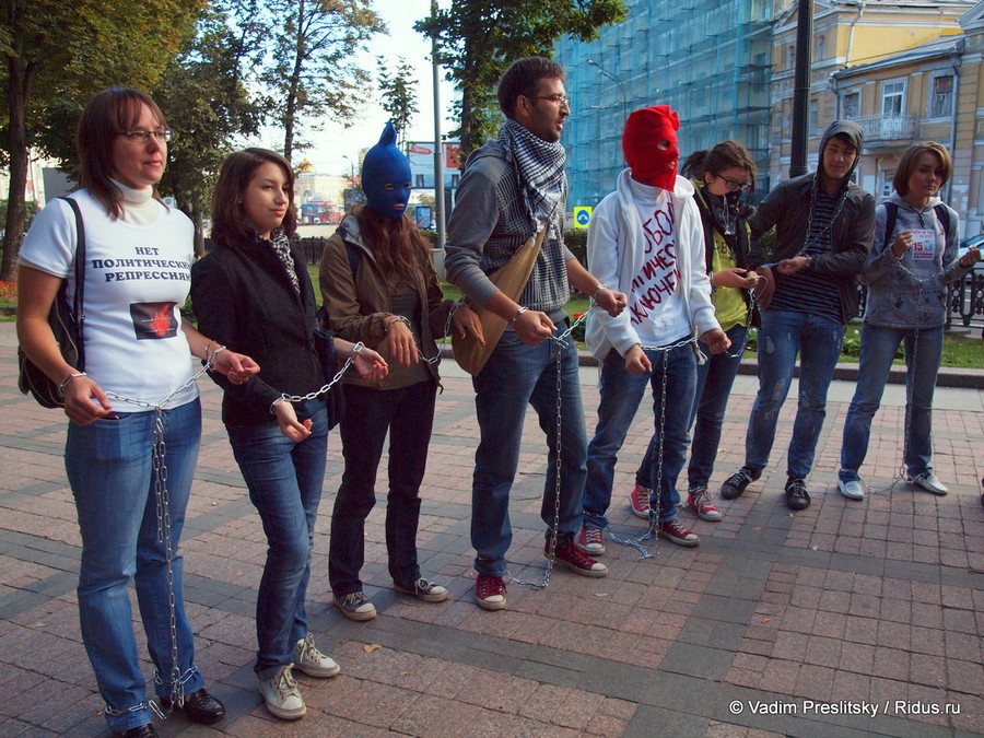  Участники акции в защиту политзаключённых.  Москва. © Vadim Preslitsky