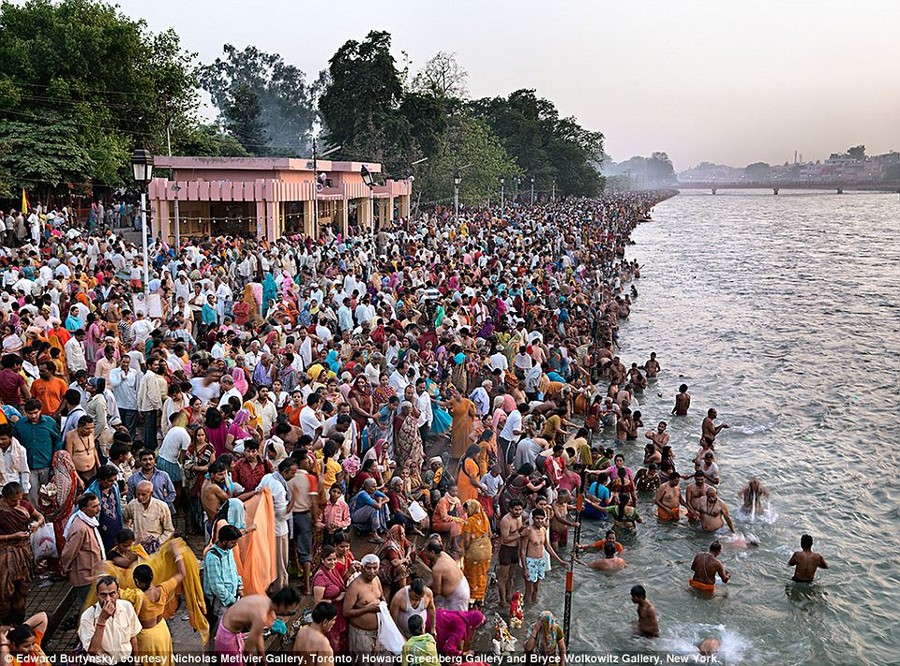 Ritual: Hindu pilgrims gather to bathe in a sacred river at Haridwar, India, in 2010