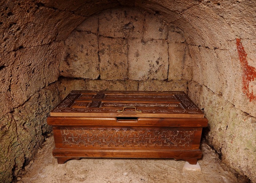 Remains of a stylist found on top of the Katskhi Pillar in a crypt under the church. The Katskhi Pillar was used by stylites, Christians who lived atop pillars and eschewed worldly temptation, until the 15th century 
