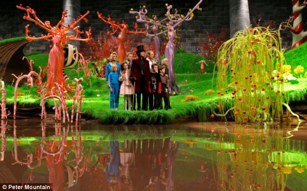 World of pure imagination: Wonka's chocolate river is part of his fantasy world. Health campaigners said the bars could have 'devastating' effects because of their content