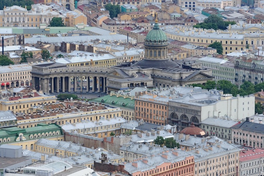Панорама Казанского собора с вертолета