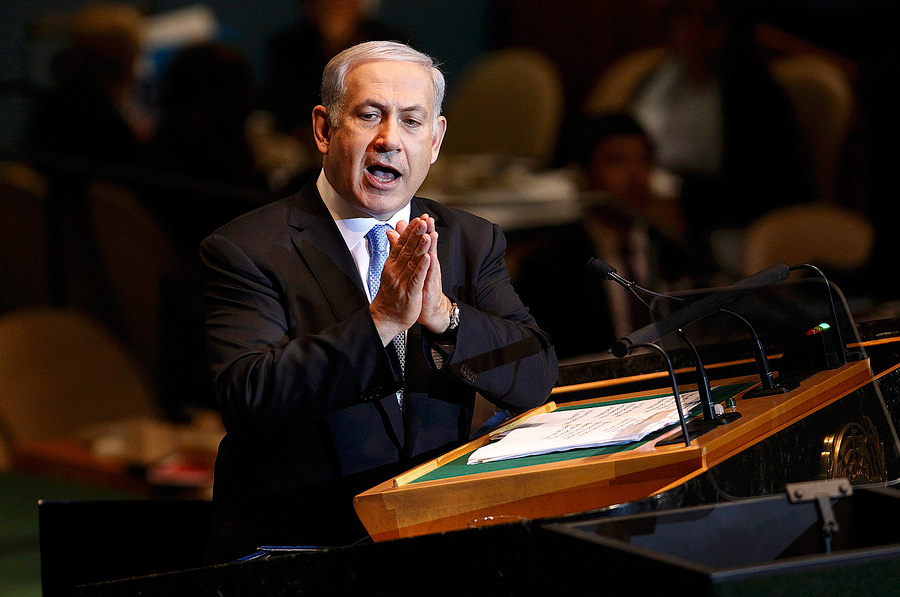Беньямин Нетаниягу выступает на Генеральной Ассамблее ООН. © REUTERS/Chip East