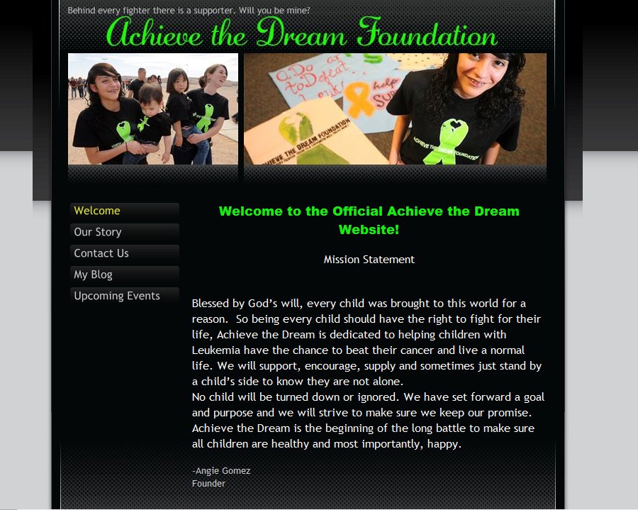Скриншот сайта "Achieve the Dream Foundation".
