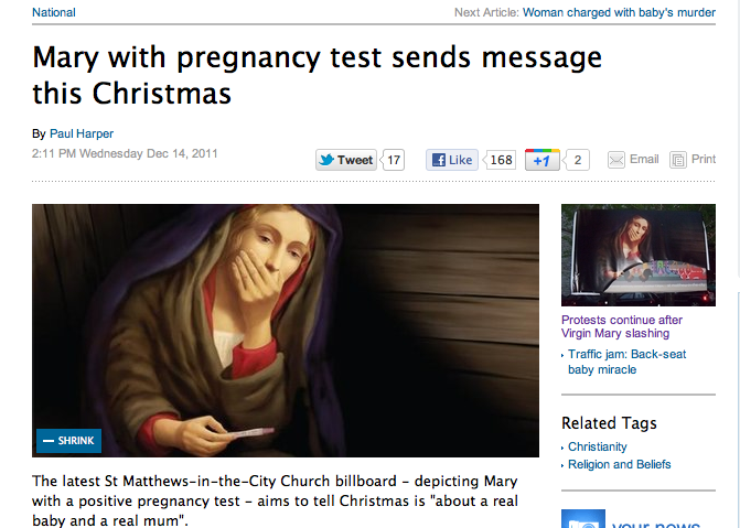  Возмущенные католики порвали портрет беременной Девы 