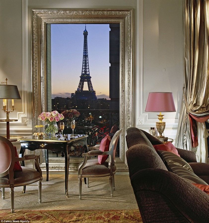 The Eiffel Suites at the five-star Plaza Athenee Paris boasts a breathtaking view of the French capital's Eiffel Tower