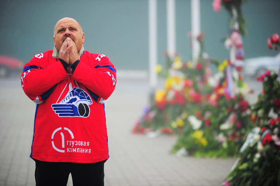 На церемонии прощания с ярославским хоккеистом  Александром Галимовым. © ИТАР-ТАСС / Владимир Смирнов