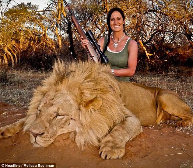 Uproar: Bachman was forced to make her social media accounts private after sparking a furor with this photo of herself with a lion she shot dead