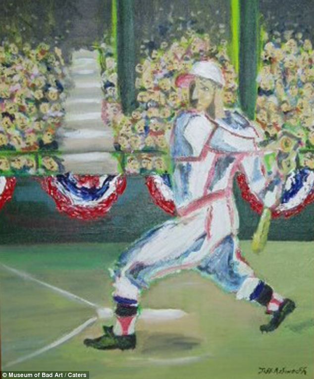 Atmospheric: The baseball game painting is celebrated for the batter's asymmetrical limbs and flexible bat