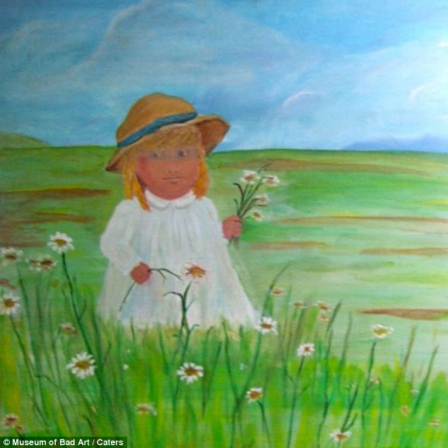 Portrait of innocence: A young girl, dressed in white and wearing a straw hat, picks daisies in a green field 
