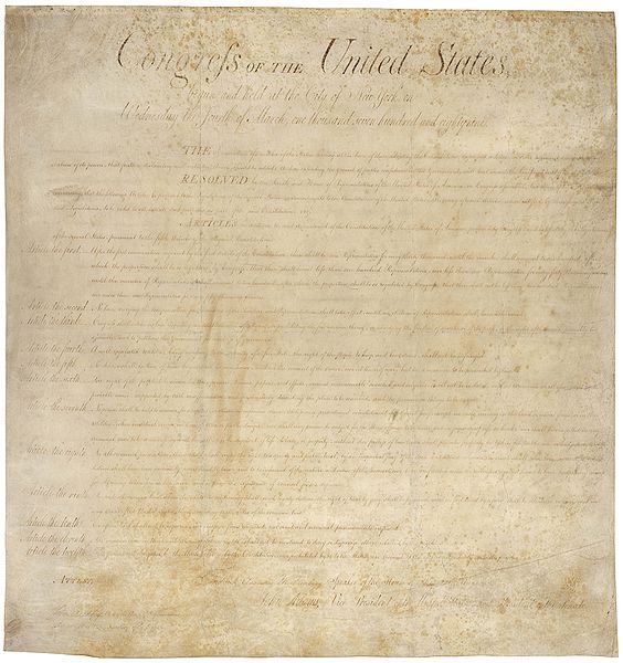 Оригинальный текст I Поправки в Конституцию США