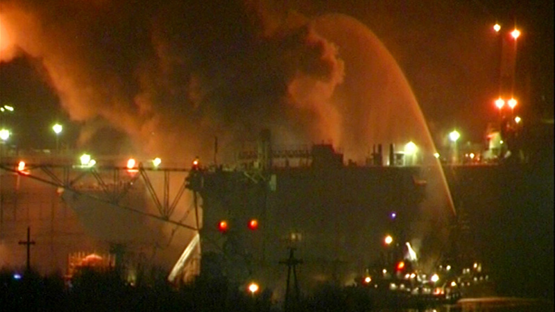 Пожар на судоремонтном заводе в Мурманской области. © РИА Новости