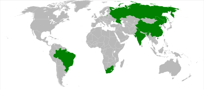 Страны BRICS: Бразилия, Россия, Индия, Китай и ЮАР