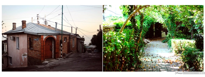 Слева: улица в крымской Алупке. Справа: аллея в Ялте.