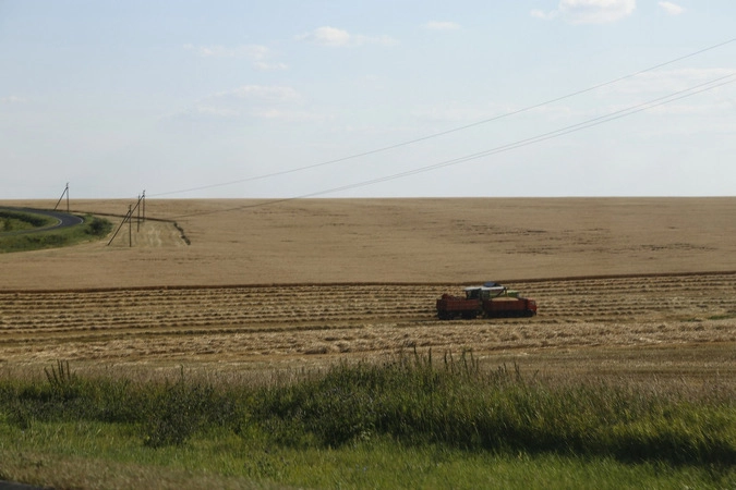 Сбор урожая вблизи Орловской области.