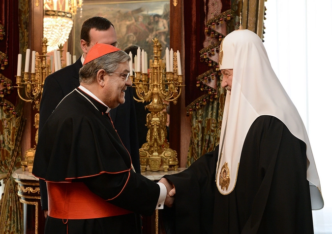 Встреча патриарха Кирилла с кардиналом Крещенцио Сепе в патриаршей резиденции в Чистом переулке