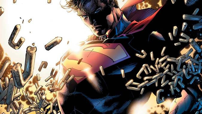 Фрагмент обложки графического романа Скотта Снайдера и Джима Ли «Супермен Непобеждённый»