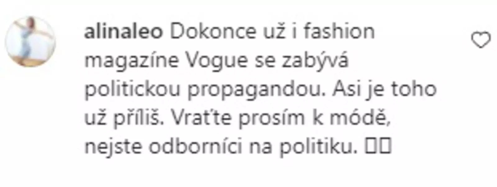 Теперь уже и модный журнал Vogue занялся политической пропагандой. По-моему, это уже чересчур. Пожалуйста, вернитесь к моде. Теперь уже и модный журнал Vogue занялся политической пропагандой. По-моему, это уже чересчур. Пожалуйста, вернитесь к моде.