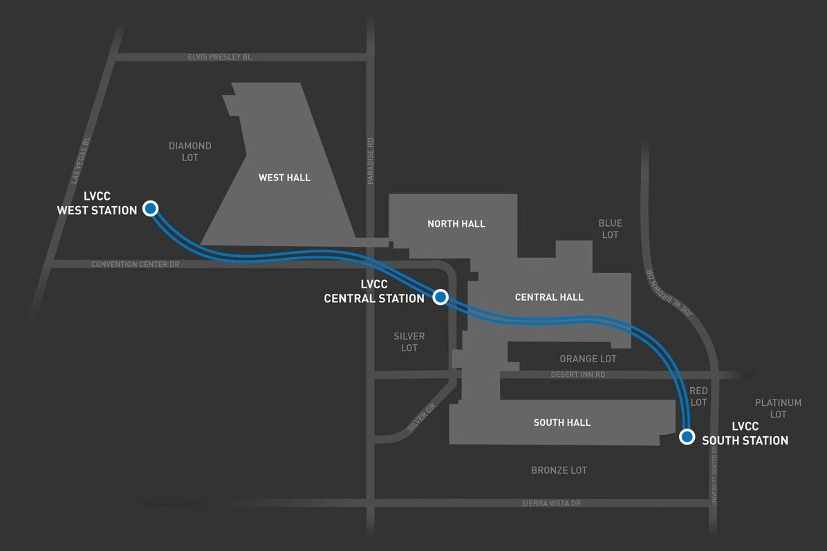 Схема первой линии автомобильного метро в Лас-Вегасе.