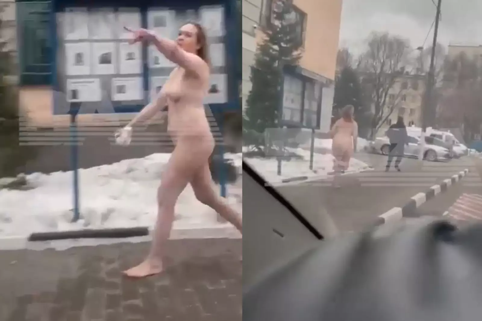 Голая женщина в Москве.