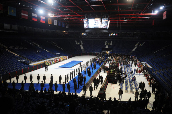 Траурная церемония прощания с хоккеистами в Ярославле. © РИА Новости / Григорий Сысоев