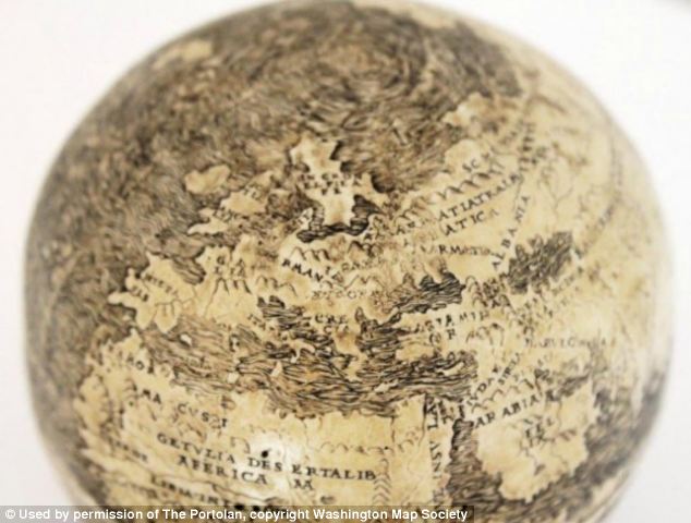 An intricate etching on ostrich eggs joined together could be the oldest globe of the New World