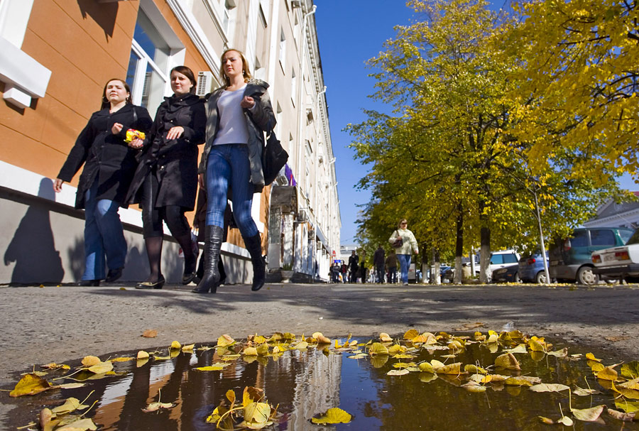 Опавшие листья на улицах города. Фото ИТАР-ТАСС / Александр Алпаткин