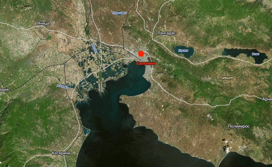 Салоники, Греция. Изображение с карты maps.yandex.ru