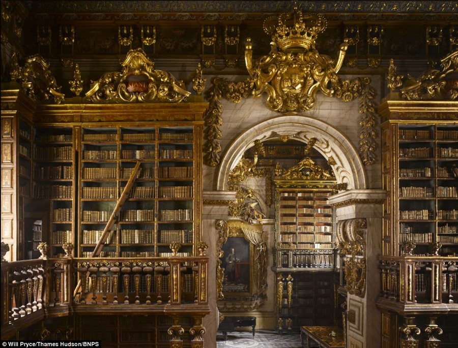 Simply stunning: Academic Dr Campbell visited more than 80 libraries in 20 countries including Biblioteca Joanina, in Coimbra, Portugal