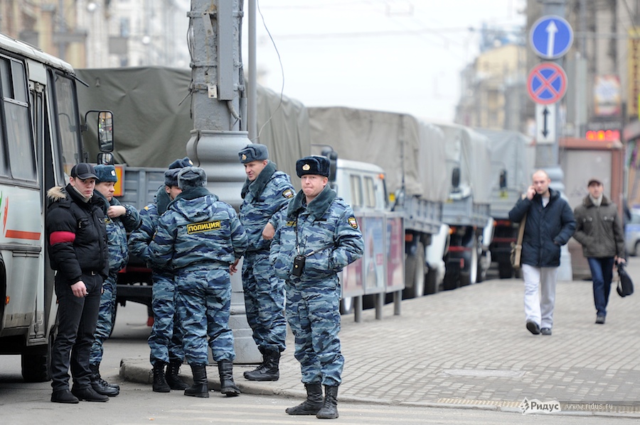 Усиление мер безопасности в Москве из-за проходящих акций протеста. © Антон Белицкий/Ridus.ru