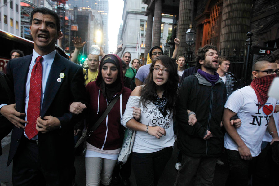 Протестанты на Уолл-Стрит в Нью-Йорке. © Jessica Rinaldi/Reuters