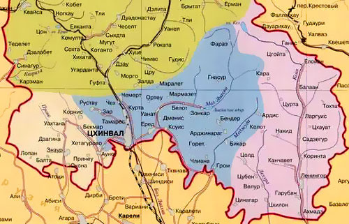 южна осетия карта Политическая карта Южной Осетии. Ридус южна осетия карта