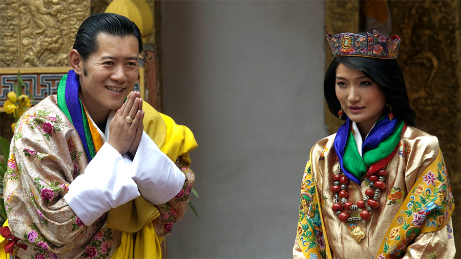 Король Бутана Джигме Кхесар Намгьял Вангчук и его королева Джецун Пема. © Adrees Latif/Reuters