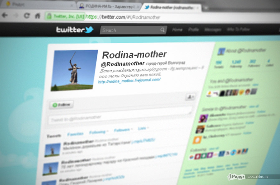 Аккаунт @Rodinamother в Twitter. © Ridus.ru
