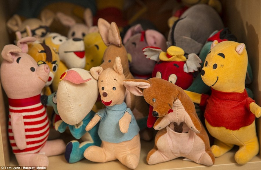 Collectibles: Deb Hoffmann's collection includes rare Winnie the Pooh dolls of various characters dating back to the 1960s 
