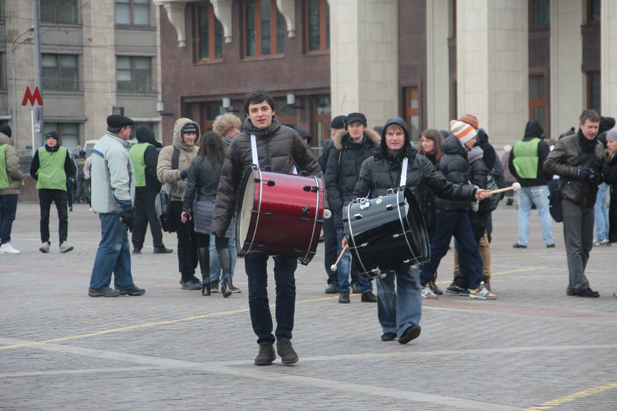 Марш барабанщиков на митинге сторонников Единой России, 12 декабря 2011 года