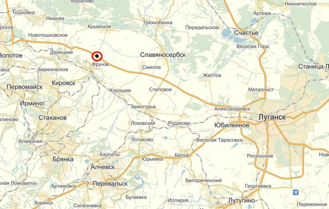 Расположение 31-го блокпоста ВСУ