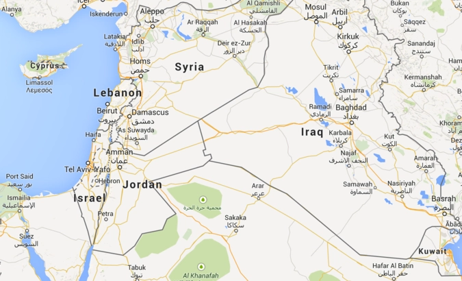 Карта региона: Израиль - Иордания - Ливан - Сирия - Ирак