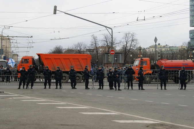 Полицейское оцепление в районе метро "Трубная"